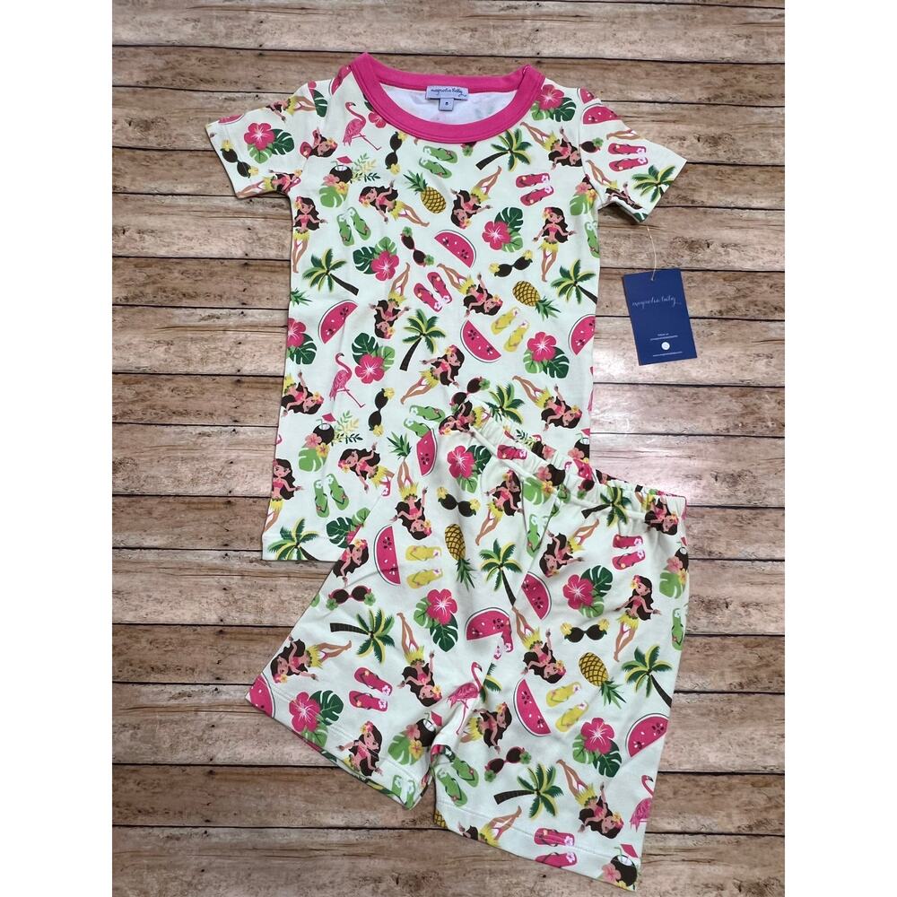 Magnolia Baby Aloha Hawaiian Themed Shorts Pajama Set Girls Size 5 NEW